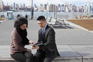 Technology - using an iPad outside PwC office, PwC_R_NYC_Technology_56.jpg